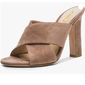 FSJ Women Chic Open Toe Platform Chunky High Heel Mules Sandals Nude Shoes